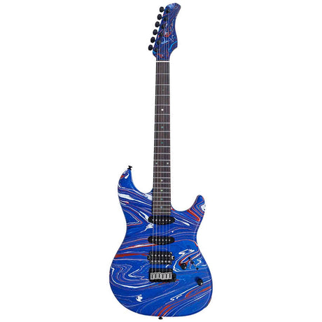 Sire S7 HSS/BLSW Larry Carlton S-Style Elektrische Gitaar Blue Swirl met Roasted Maple Hals en Locking Tuners