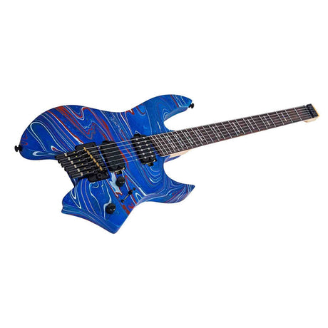 Sire X6H6/BLSW Larry Carlton Headless Elektrische Gitaar Blue Swirl met Tremolobrug en Gigbag