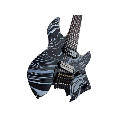 Sire X6H7/BKSW Larry Carlton 7-snarige Headless Elektrische Gitaar Black Swirl met Tremolobrug en Gigbag