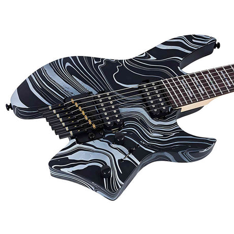 Sire X6H7/BKSW Larry Carlton 7-snarige Headless Elektrische Gitaar Black Swirl met Tremolobrug en Gigbag