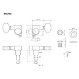 Gotoh GTH13723 SG360 stemmechanieken met Magnum Lock Trad and 07 knoppen, 3L3R, zwart