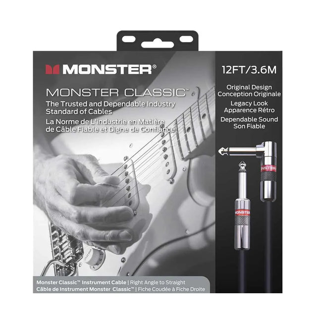 Monster Classic Gitaarkabel 3,6 Meter Haakse Jack naar Rechte Jack