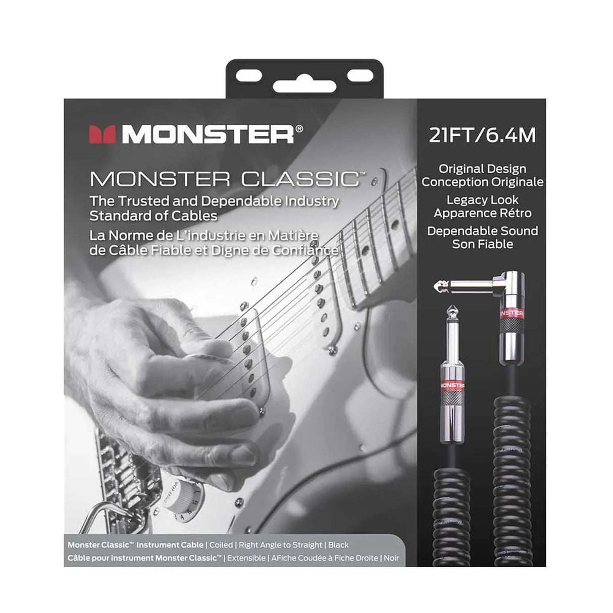 Monster Classic Gitaarkabel 6,4 Meter Spiraalkabel Rechte Jack naar Rechte Jack