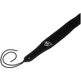 Flight S42 Zwarte Suède Ukulele Strap EU Handgemaakt met Headstock Tie