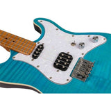 Flight Pathfinder OBL Baritone Solid Body Elektrische Ukulele met Flame Maple Top, Humbucker en Single Coil Pickups