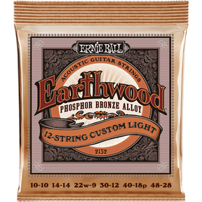 Ernie Ball 2152 Earthwood Fosforbrons Akoestische Gitaarsnaren 12-Snarig Custom Light 10–48