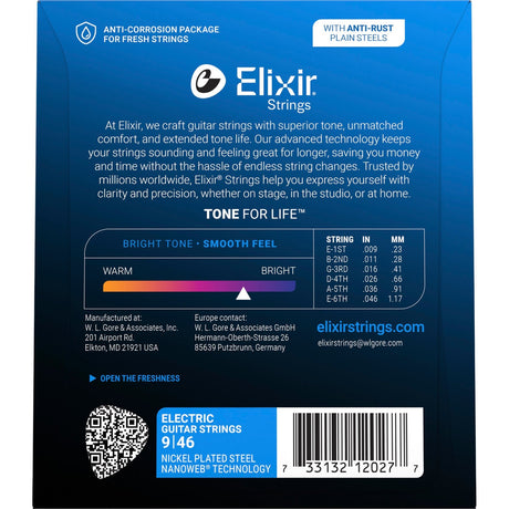 Elixir 12027 Nanoweb elektrische gitaarsnaren Custom Light 009-046