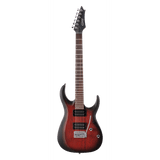 CORT X100OPBB elektrische Gitaar Open Pore Black Cherry Burst