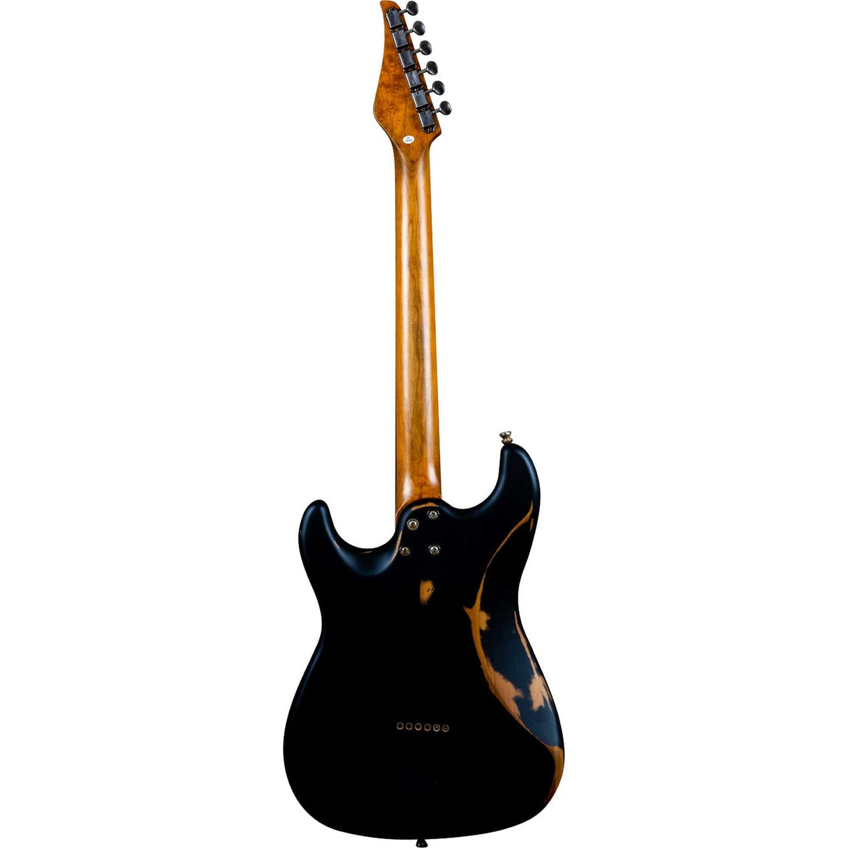 JET JS-800 RLC BK S-style Elektrische Gitaar HS Hardtail Roasted Maple Relic Zwart