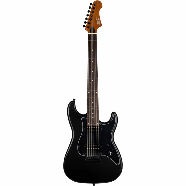 JET JS-407 MBK R 7-snarige S-style Elektrische Gitaar HH Vaste Brug Rosewood Toets Mat Zwart