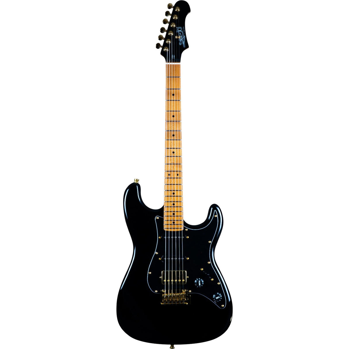 JET JS-400 BK G S-style Elektrische Gitaar HSS Tremolo Goud Hardware Zwart