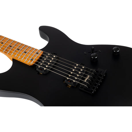 JET JS-500 MBK S-style Elektrische Gitaar HH Wilkinson Tremolo Roasted Maple Toets Mat Zwart