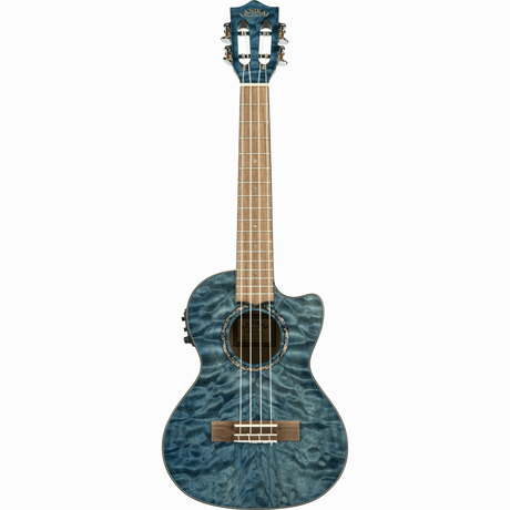 LANIKAI LKUQMBLCET Tenorukelele, Quilted Maple Serie, Blue Stain, Voorversterker,