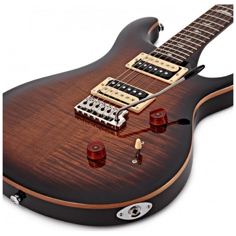 PRS SE Custom 24 Black Gold Burst Elektrische Gitaar met Flame Maple Top inclusief Gig Bag