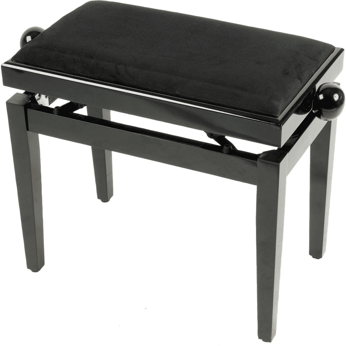 QUIKLOK PB010BK Piano Bank – Verstelbaar 480-570 mm, Stoffen Zitting, hoogglans zwart