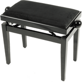 QUIKLOK PB010BK Piano Bank – Verstelbaar 480-570 mm, Stoffen Zitting, hoogglans zwart