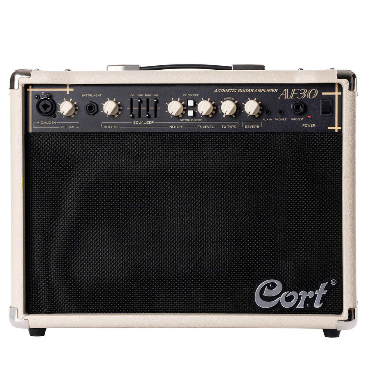 Cort AF30 30W Akoestische Gitaarversterker met 8 inch Speaker, Tweeter en DSP Effecten
