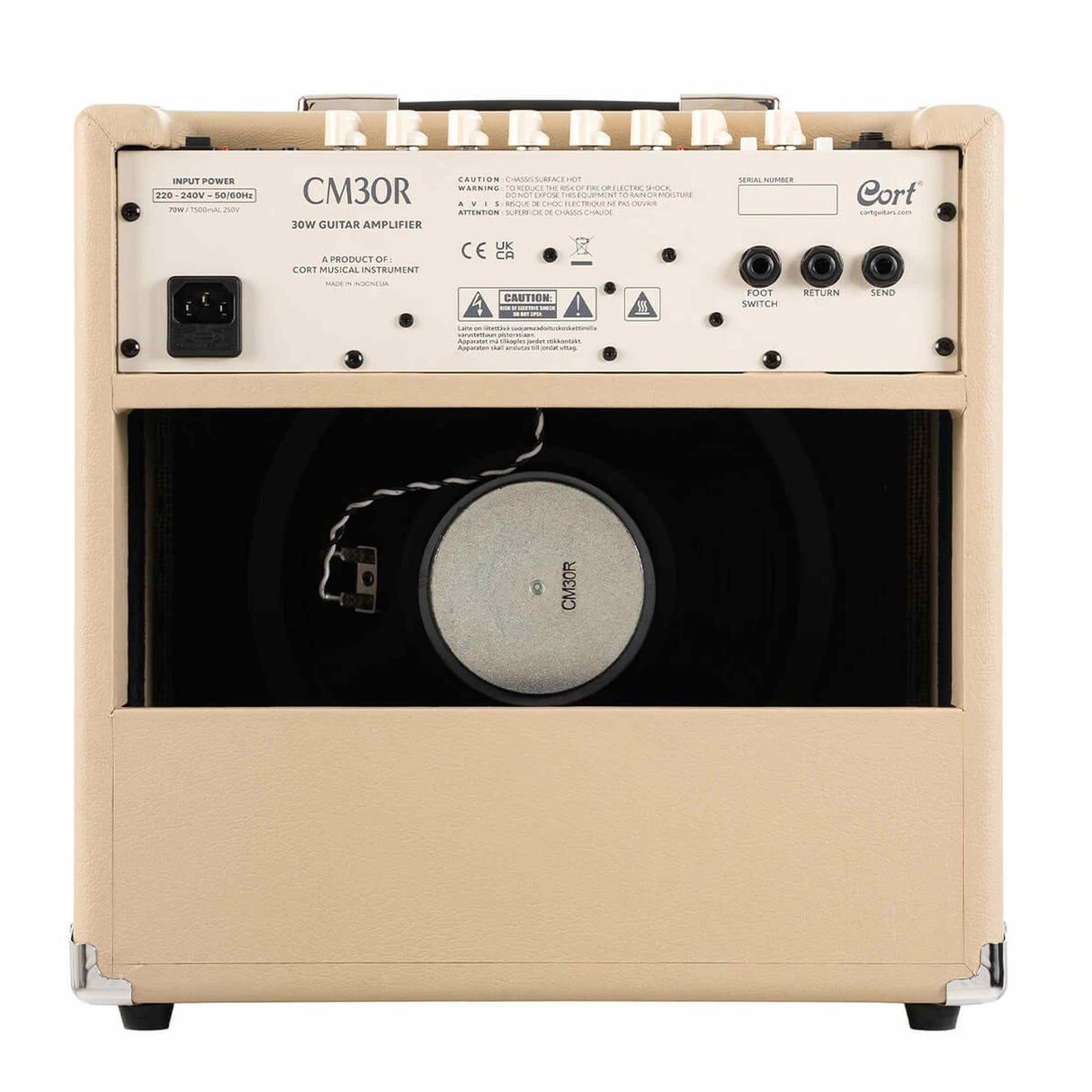Cort CM30RWTS 30W Gitaarversterker met 10 inch Speaker, Reverb en Bluetooth White Sand